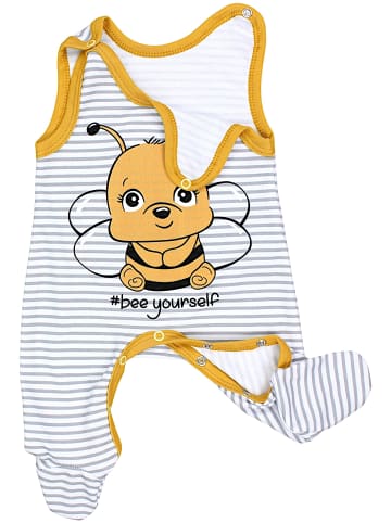 TupTam Baby Unisex Strampler-Set mit Aufdruck Spruch 2-tlg in gelb/weiß
