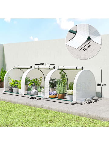 Outsunny Gewächshaus 295L x 100B x 80H cm Weiß