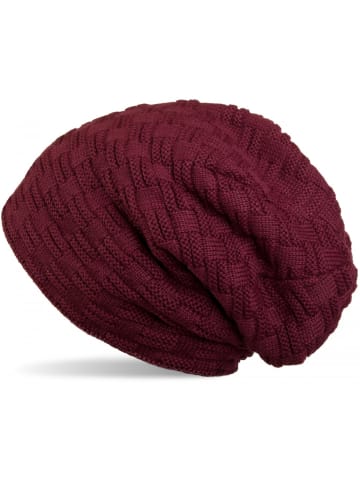 styleBREAKER Feinstrick Beanie Mütze in Bordeaux-Violett