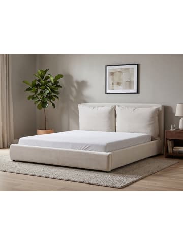 Beliani 2-tlg Doppelbett BAJONNA in Beige/Schwarz