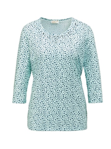 GOLDNER Druckshirt mit Steinchen in mint / nachtblau / gemustert