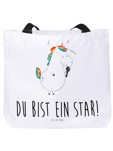 Mr. & Mrs. Panda Shopper Einhorn Sänger mit Spruch in Weiß