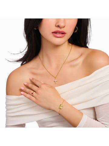 Thomas Sabo Kette Cross Romance in weiß, gold