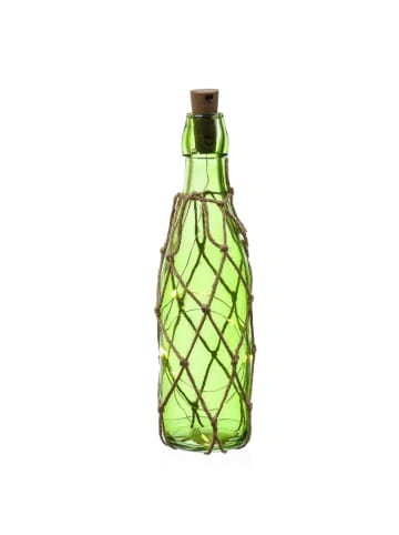 MARELIDA LED Dekoflasche mit Juteseil Leuchtflasche H: 28cm in grün