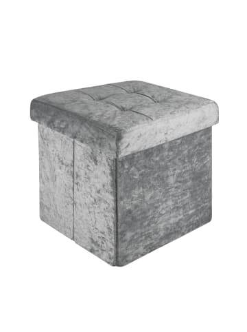 Intirilife Faltbarer Sitzhocker 30x30x30 cm in Samt Grau