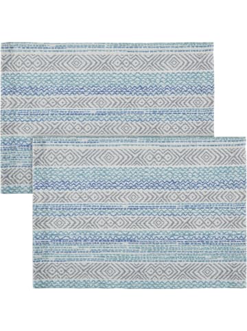 Erwin Müller Jacquard, Baumwollmischung, Gewebt Tischset 2er-Pack in blau-grau