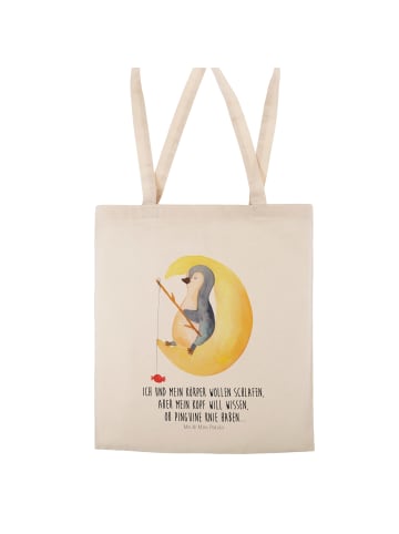 Mr. & Mrs. Panda Tragetasche Pinguin Mond mit Spruch in Creme