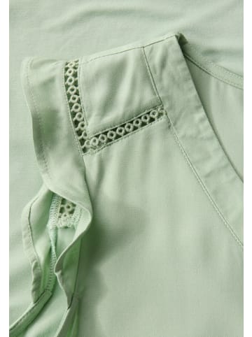 Street One V-Neck Top mit Häkeldetails in Grün