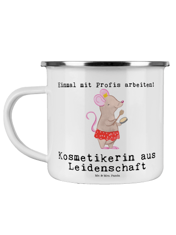 Mr. & Mrs. Panda Kaffeetasse Kosmetikerin Leidenschaft mit Spruch in Weiß