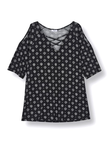 sheego Shirt in schwarz-ecru-bedruckt