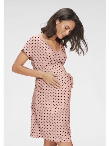 LASCANA Umstandsnachthemd in Puder mit schwarzen Punkten