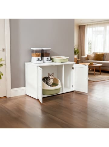 relaxdays Katzenschrank in Weiß - (B)80 x (H)50 x (T)53 cm