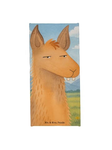 Mr. & Mrs. Panda Duschhandtuch Lamakopf Genervt Design ohne Spruch in Weiß