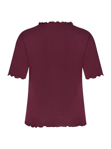 CARTOON Halbarm-Shirt mit Kragen in Dark Aubergine