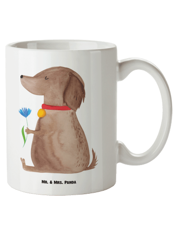 Mr. & Mrs. Panda XL Tasse Hund Blume ohne Spruch in Weiß