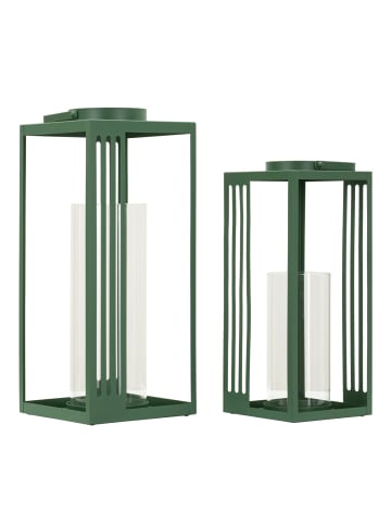Mauro Ferretti Set mit 2 grünen Metalllaternen, 18 x 18 x 43,5 cm – 15 x 15 x 36,5 cm