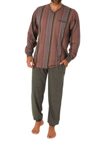 NORMANN langarm Schlafanzug Bündchen Pyjama - 67977 in Grau