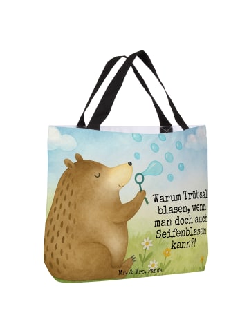 Mr. & Mrs. Panda Einkaufstasche Bär Seifenblasen Design mit Spruch in Weiß