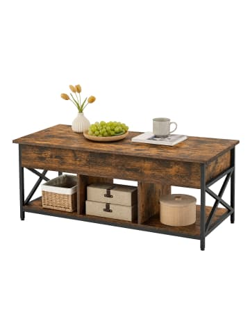 VASAGLE Couchtisch Daxton in Vintagebraun-Schwarz - (B)120 x (H)62 x (T)60 cm