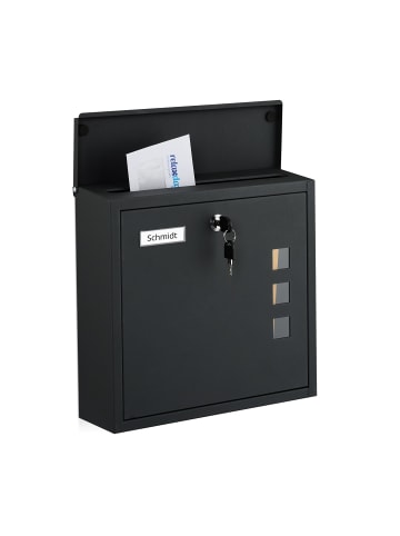 relaxdays Briefkasten in Schwarz - (B)35 x (H)33 x (T)12 cm