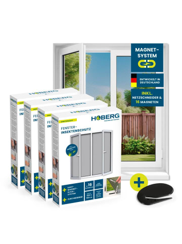 HOBERG Moskitonetz 4er-Set 150x130cm schwarz 16 Magnetbefestigung für Fenster Schwarz