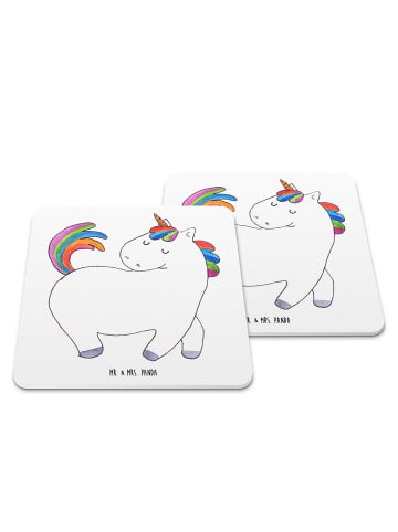Mr. & Mrs. Panda Untersetzer Einhorn Stolzieren ohne Spruch in Weiß