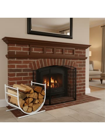 relaxdays Kaminholzregal in Weiß - (B)46 x (H)40 x (T)38 cm