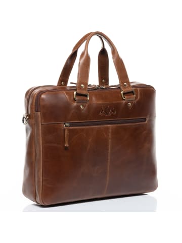 SID & VAIN Leder-Laptoptasche 15" »YANN« in braun