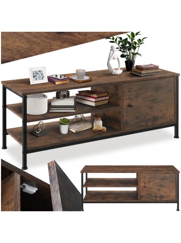 tectake TV-Schrank, 110 x 40 x 45,5 cm, Holz & Stahl, Staufach mit Magnettür
