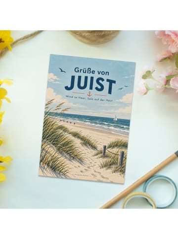 Mr. & Mrs. Panda Ansichtskarte Insel maritim Design mit Spruch in Weiß