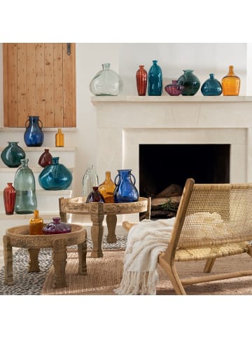 Atmosphera Créateur d'intérieur Glaseinsatz mit geometrischer Form in Blau, (B) 13 x (H) 35 x (L) 13 cm