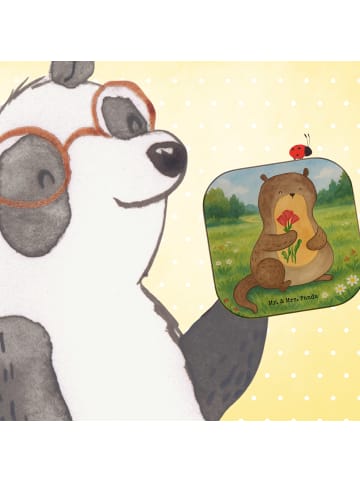 Mr. & Mrs. Panda Untersetzer Glas Otter Blumenstrauß Design ohne... in Weiß