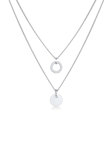 Elli Halskette 925 Sterling Silber Geo, Kreis, Plättchen in Silber