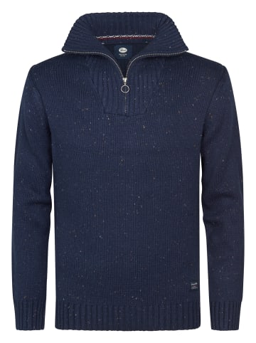 Petrol Industries Pull Zippé Demi-Zip en Maille Denver in Blau