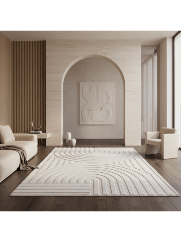 KADIMA DESIGN Teppich Kurzflor Waschbar Boho LAVAREDO Strapazierfähig OEKO-TEX in Creme