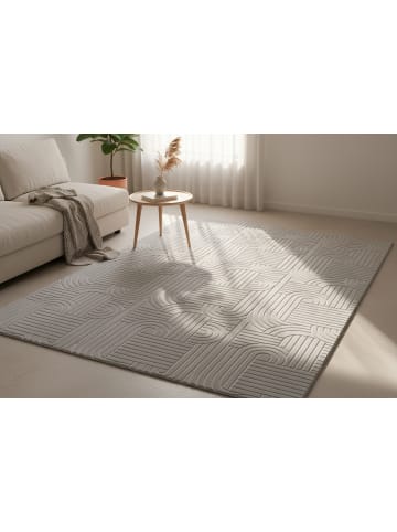Vivorum Wohnzimmer Teppich – Kurzflorteppich Calma 125 in Beige