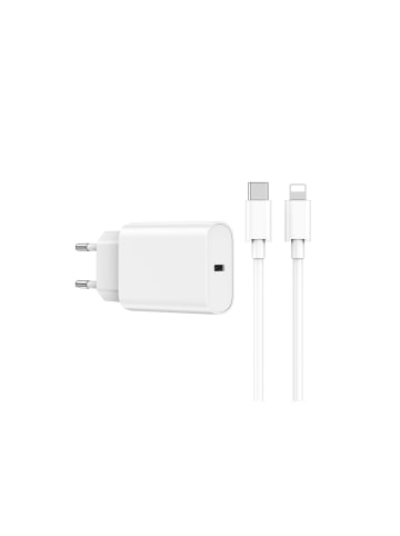 WIWU WIWU Wandladegerät Wi-U001 PD 20W 1x USB-C  + Kabel USB-C in Weiß