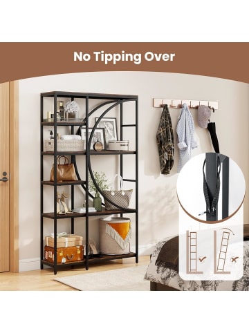 COSTWAY Geometrisches Bücherregal 100x30x177cm in Braun