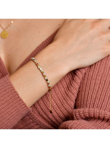 Adeliás Damen Armband aus Edelstahl mit Aventurin 18,5+3 cm in gold