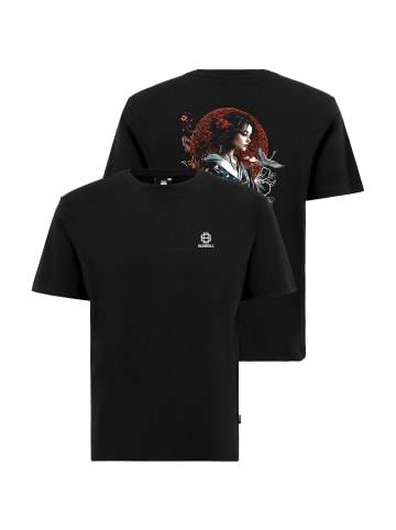 OLDSKULL T-Shirt Asian Blossom Queen Logo Graphic in Black