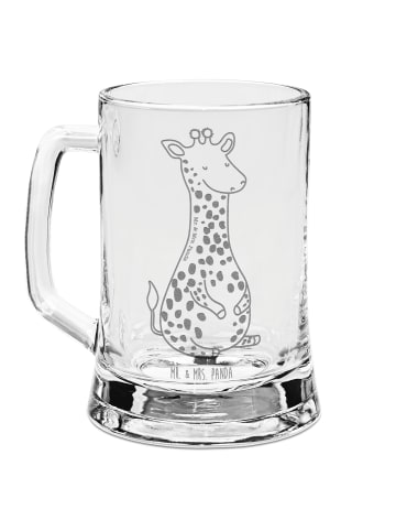 Mr. & Mrs. Panda Bierkrug Giraffe Zufrieden ohne Spruch in Transparent