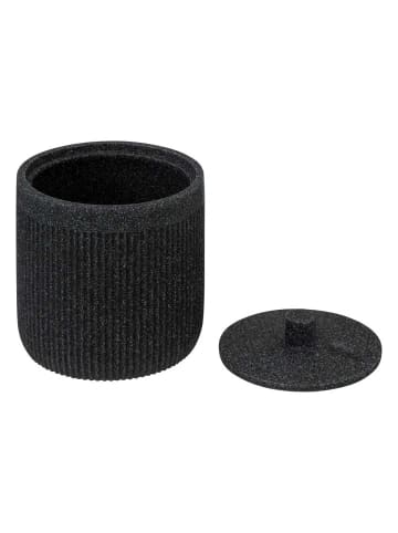 5five Simply Smart Wattepads- und Wattestäbchenbehälter ONYX, Schiefer in Schwarz, Ø 9,9 x 12 cm