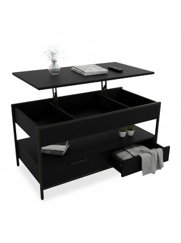 relaxdays Couchtisch in Schwarz - (B)100 x (H)48 x (T)50 cm