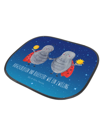 Mr. & Mrs. Panda auto hitzeschutz Sternzeichen Zwilling mit Spruch in Sternenhimmel Blau