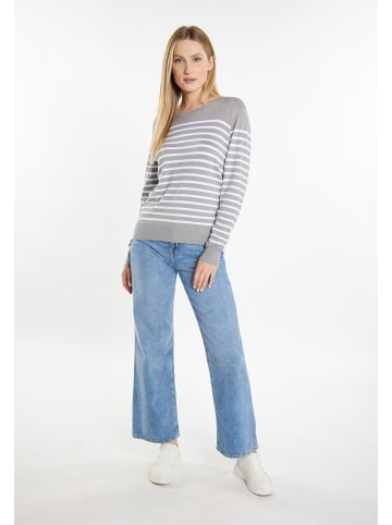 DreiMaster Maritim Damen Strickpullover in Grau Weiss