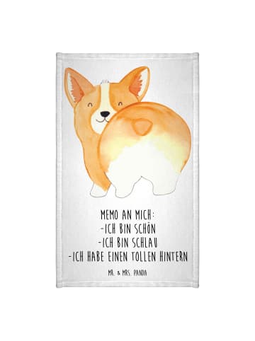 Mr. & Mrs. Panda Handtuch Corgi Po mit Spruch in Weiß