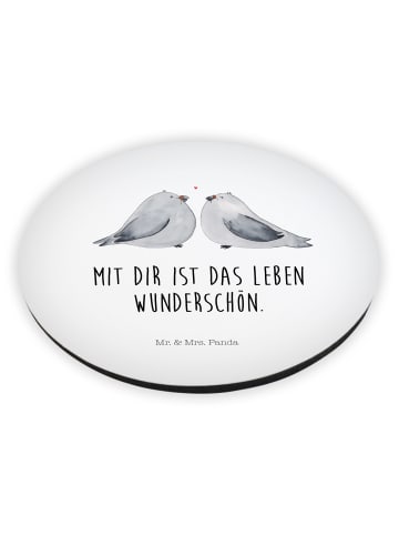 Mr. & Mrs. Panda Kühlschrankmagnet Turteltauben Liebe mit Spruch in Weiß