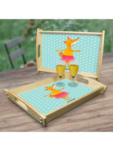 Mr. & Mrs. Panda tablett holz Fuchs Ballerina ohne Spruch in Türkis Pastell