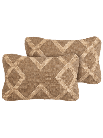 Beliani 2er-Set Dekokissen GOPI in Braun/Beige