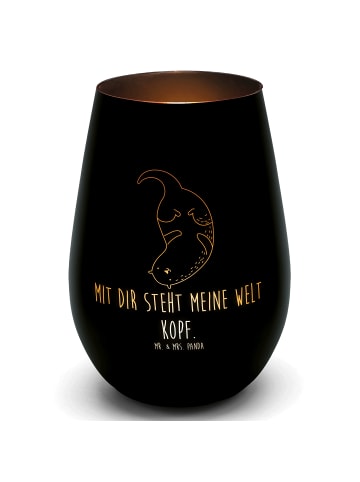 Mr. & Mrs. Panda Gold Windlicht Otter Kopfüber mit Spruch in Schwarz